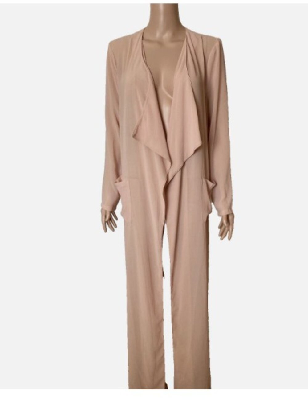 NAKED WARDROBE Semi Sheer Long Open Front Robe Medium - Excellent